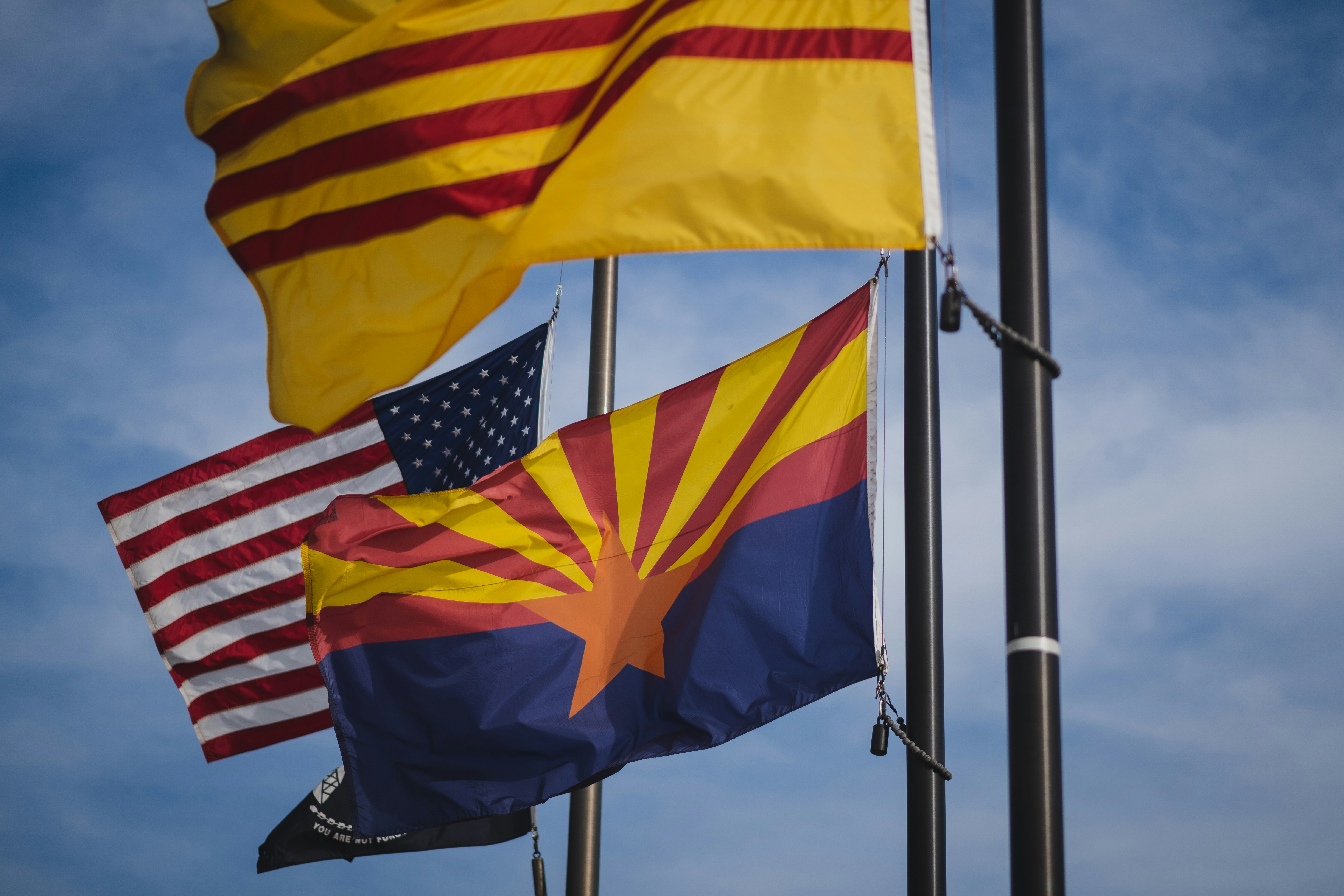 yellow and red striped flag